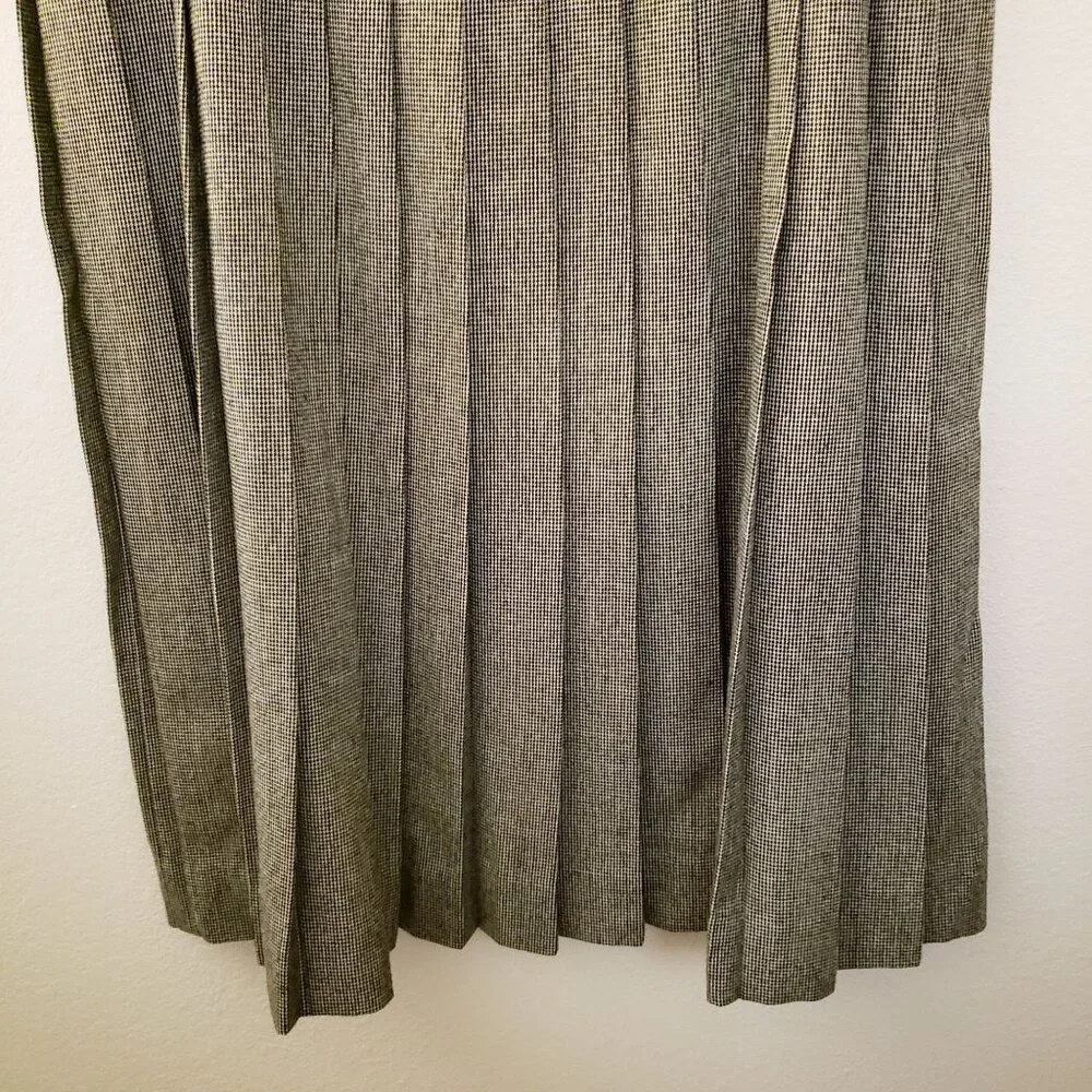 Vintage Evan Picone Wool Blend* Plaid Pleated  A-Line Midi Skirt Size L* EUC